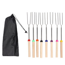 Drehbarer Gabel-Marshmallow-Röststab, Set aus hochwertigen Edelstahlspießen mit Teleskopfunktion, leicht zu reinigen und zu verstauen.