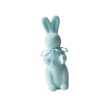 Figurine de lapin doux en flanelle, ornement pour la-Bleu