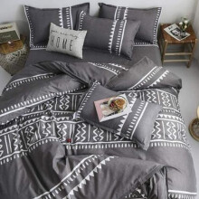 Boho Grey Duvet Cover Set, Microfiber Duvet Bedding with Hidden Zipper Closure and Quick Drying Feature for Gray And White Bedroom Decor