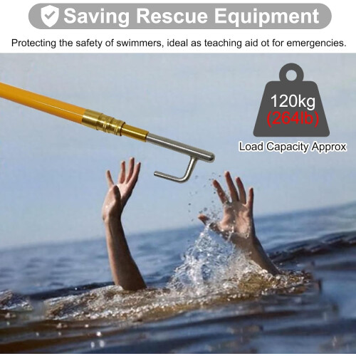 Portable Beach Rescue Pole, Extendable Hook for Swimming Pools (1.1m4.2m) 2