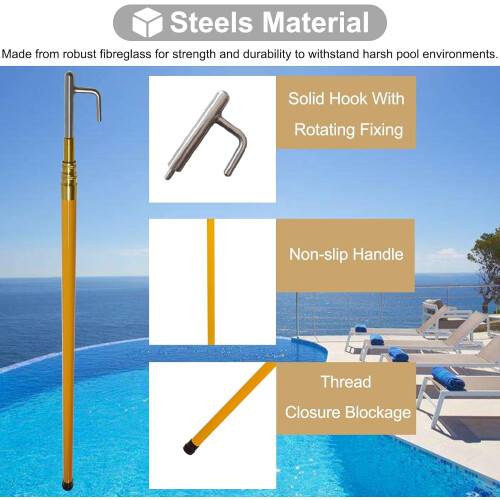 Portable Beach Rescue Pole, Extendable Hook for Swimming Pools (1.1m4.2m) 1