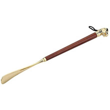 Brass Shoe Horn Set 32cm and 49cm Long Handle Lion Design Durable Metal for Easy Shoe Wearing