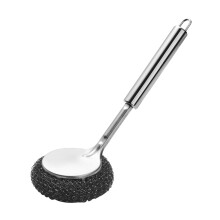 Edelstahl-Wollschrubber mit Griff, Scheuerbürste für Pfannen und