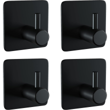 4 selbstklebende Haken, Handtuchhalter ohne Bohren, Bademantelhaken (schwarz)
