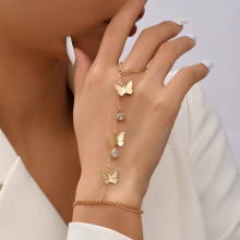 Kristallarmbänder, goldene Handgelenk-Armreifen, Fingerringe, Handaccessoires für Damen und Mädchen - -C