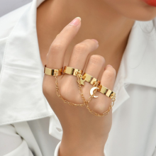 Kristallarmbänder, goldene Handgelenk-Armreifen, Fingerringe, Handaccessoires für Damen und Mädchen - -H