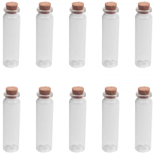 10 Stück 20 ml Mini-Wunschflaschen aus durchsichtigem Glas mit Korken, ideal als Dekoration für Zuhause
