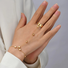 Kristallarmbänder, goldene Handgelenk-Armreifen, Fingerringe, Handaccessoires für Frauen und Mädchen - -B