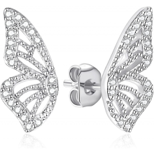 Ohrringe mit Schmetterlingsflügeln (Paar), 18 Karat vergoldete Ohrstecker aus Silber mit simulierten Diamanten, zierliche Schmetterlings-Ohrr