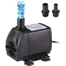 25-Watt-Tauchwasserpumpe mit 1500 l/h Förderleistung, 1,5 m langem Netzkabel und 2 Düsen