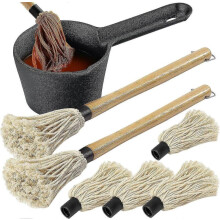 Conjunto de panela de ferro fundido e escova para churrasco, 6 peças, incluindo 700 ml (24 oz) de acessórios para churrasco.