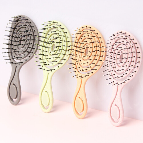 4er-Pack Bio-Haarbürsten mit Strohborsten, klimaneutral, ziepsfrei, entwirrt Haar.