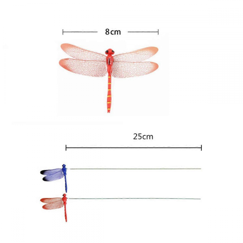 24 stk. 3D-øyenstikker hagedekor dragefly hagestaker 2