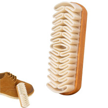 Suede Shoe Brush with Eraser for Leather and Sneakers, Soft Crepe Bristles Wooden Handle (Orange)