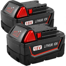Pacote com 2 baterias de íon de lítio de 18V 6.0Ah compatíveis com as máquinas de energia sem fio Milwaukee M18, M18B5, HD18CS0, M18BMT, HD1