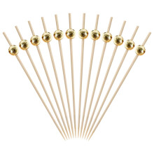 300pcs Wooden Cocktail Picks with Gold Pearl for Elegant Party Appetizers and Wedding