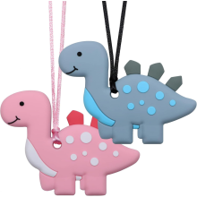 Sensorische Kauhalsketten für Kinder, Jungen und Mädchen – 2er-Pack Dinosaurier-Kauspielzeug aus Silikon für Kinder mit Autismus, ADHS, sens