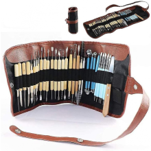 31-teiliges Schnitzwerkzeug-Set mit Rollkoffer, 22-teiliges Töpferwerkzeug-Set aus Holz + 5-teiliges Werkzeug zum Eindrücken von Keramikton +