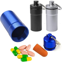 Mini-Medizinboxen aus Aluminium (schwarz, silber, blau), wasserdichte Taschen-Medizinboxen, tragbare Medizinboxen, geeignet für die tägliche