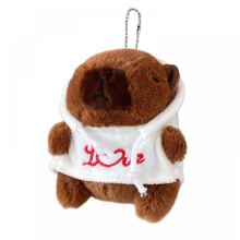 Niedlicher Plüsch-Hoodie mit Capybara-Schlüsselanhänger, modischer Damen-Rucksack-Handtaschen-Anhänger, hübsche Dekoration, weiß