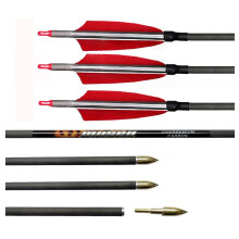 Pack of 6 Spine 500 Carbon Arrow 4 Inch Feather Archery Arrows (31 Inch)