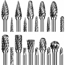 Hartmetallfräser-Set, 20-teilig, 1/8"-Schaft, doppelt verzahnt, Wolframkarbid-Rotationsfräser, kompatibel mit Dremel.