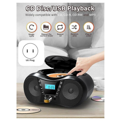 Φορητό CD Player Bluetooth CD Player Ραδιόφωνο AM/FM Στερεοφωνικό, Συμβατό με ραδιόφωνο CD/CD-R/ 1