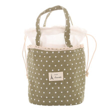 Bolsa de almuerzo de lona con cordón, bolsa bento de estilo japonés para frutas y verduras, tejido con aislamiento térmico que mantiene tus