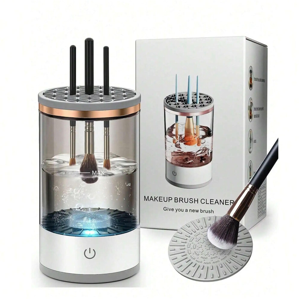 Electric Makeup Brush Cleaner with Rotating Spin Washer, USB Rechargeable Deep Cleaning Tool for Home and Salon Use