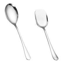 Stainless Steel Salad Serving Spoon, Table Spoon, Set of 2 1 round, 1 square
