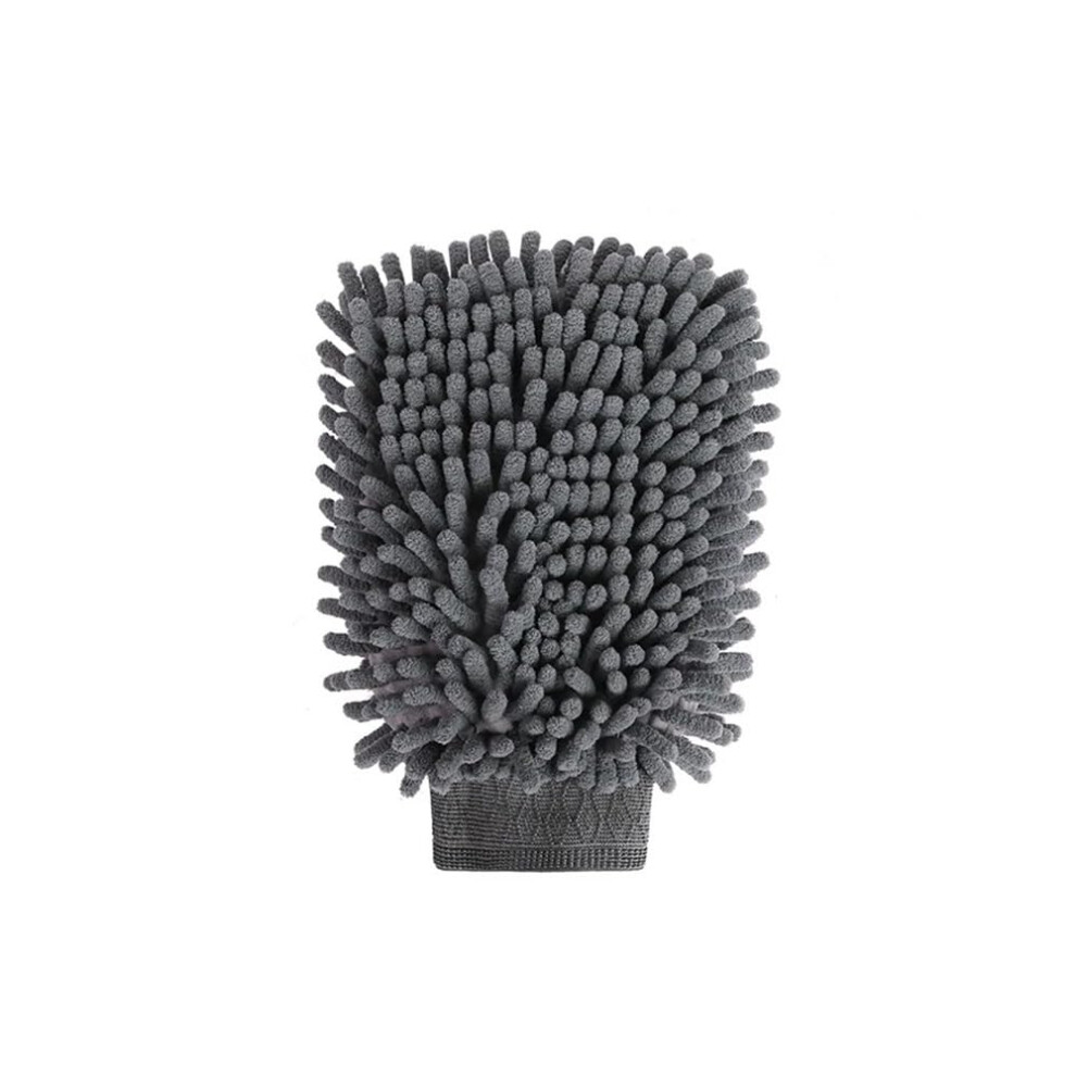 Car Wash Mitt Doublesided Chenille Microfiber Glove For Scratch Vehicle And Window Cleaning (1Pcs ) Grey 9323874671215