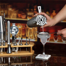 26Piece Stainless Steel Boston Shaker Set with Wooden Frame Cocktail Bartending Kit 750ml