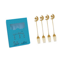 4pcs Spoon/Fork Set for Coffee Lover 304-All steel golden 4 f