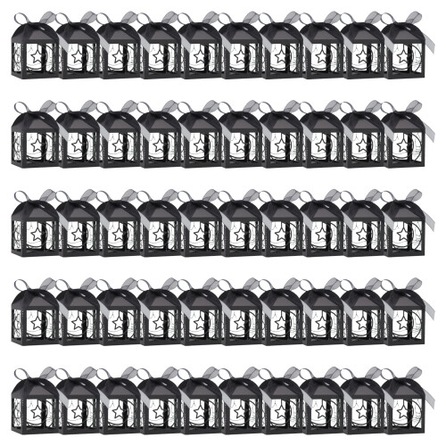 50Pieces Eid Mubarak Gift Boxes Chocolate Treat Boxes-Black