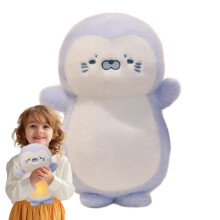 Fluffy Penguin Toy with Breathing Motion Baby Sleep Companion Soothing Doll