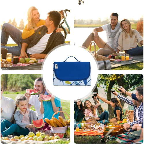 picnic blanket foldable  waterproof, extra large for grass with fruit print 2