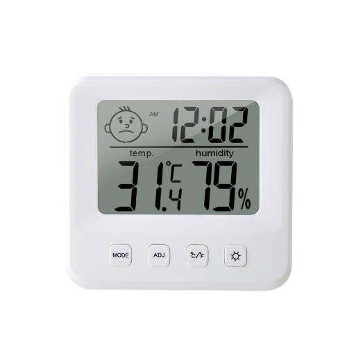 Weißes LCD-Thermometer-Hygrometer 83x78x23mm 2