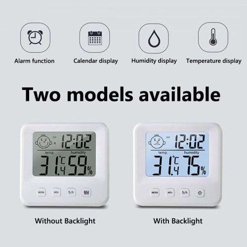 Weißes LCD-Thermometer-Hygrometer 83x78x23mm 1