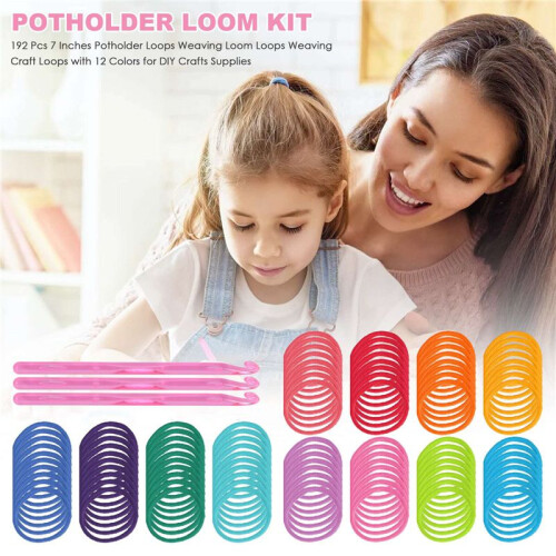 192 PeçAs 7 Polegadas Potholder Loops Tecelagem Loops Tecelagem Artesanato com 12 Cores para Artesanato DIY Suprimentos A 1