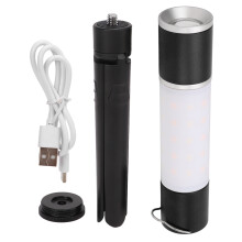 Lanterna com zoom para acessórios de camping, lanterna recarregável via USB de alto brilho com feixe ajustável, à prova d'água, para uso tático