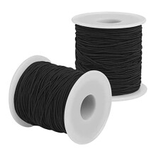 Corda Elastica per La Realizzazione di Braccialetti - Corda Elastica Nera 1,2 Mm Totale 109 Iarde, per La Creazione di Gioielli, Collane, Perline