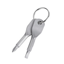 Jeu de tournevis portable en acier inoxydable, avec porte-clés intégré, idéal pour la survie en extérieur. Design compact pour un transport