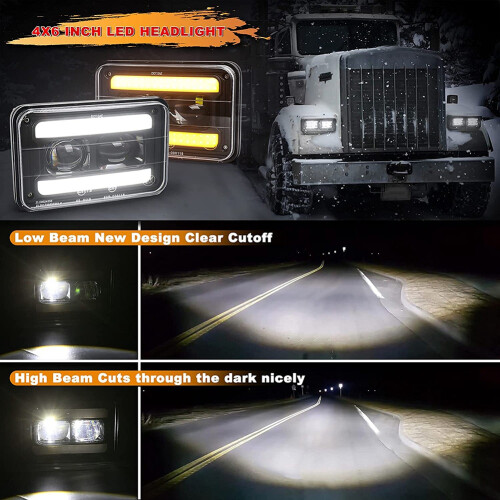 Projetor de Farol de LED Retangular de 4X6 Polegadas para Motocicleta Farol Alto e Baixo Selado para  DRZ  XR250 XR400 XR650 2