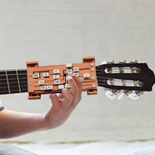 2pcs Brown Guitar Assistant Tool for Beginners - Automatic Chord Maker for Folk Guitar 1