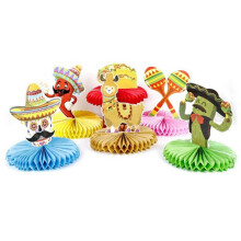 12st Mexicaanse Fiesta Honingraat Tafel Middelpunt Cactus Ezel Maraca Sombrero Gitaar Tafel Toppers Centerpieces Decor