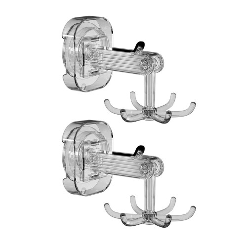 2 Pack Suction Cup Hooks 360 Degree Rotating Wall Hooks Strong Hold for Kitchen and Bathroom
