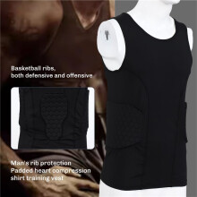 Herren Rippen Schutz Gepolsterte Weste Kompression Hemd Training Weste mit 3 Pad für FußBall FußBall Basketball Eishockey Schutz AusrüStung XL