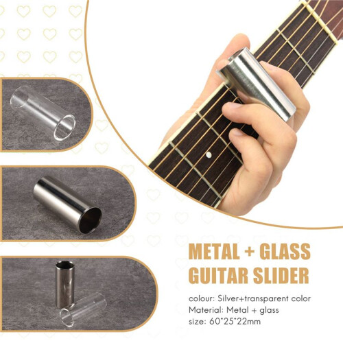 2-Delad Glas- och Metallslide för Gitarr, Bas, Medium (6 Cm) 1
