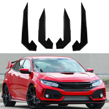 4Pcs Car Front Bumper Lip Splitter Fin Long Air Knife Auto Body Kit Car Spoiler for   10TH Type-R 2019-2021,A