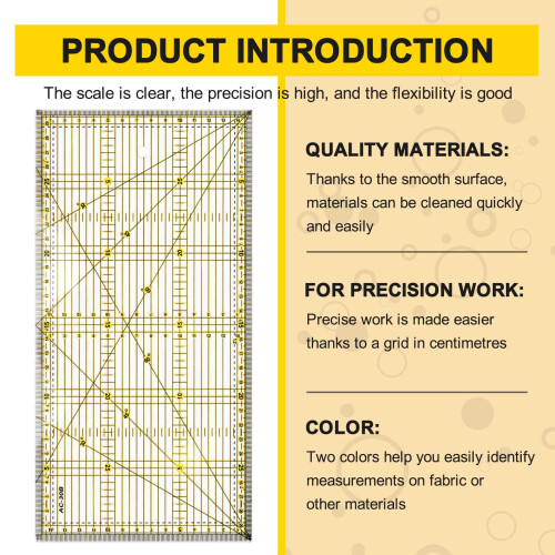 Cutting Ruler Multi-Purpose Patchwork Cloth Quilt Ruler Diy Garment Design Drawing Cutting  Ruler Sewing Mat Kits 30 x 15Cm 1